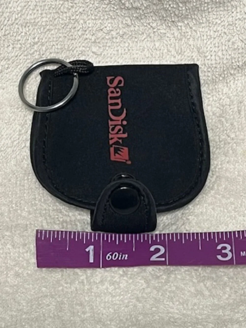 SanDisk Memory/Flash Card Travel Snap Pouch Case Keychain Logo Black 2.5